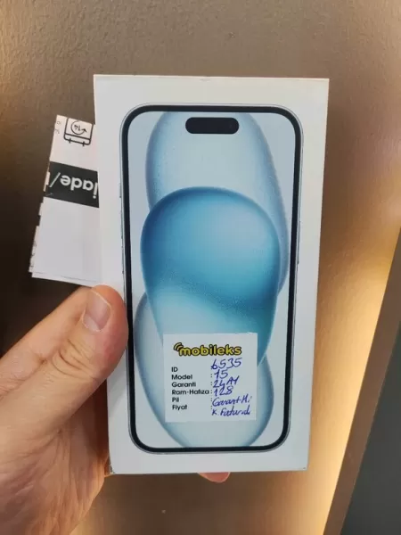 Apple iPhone 15 128 GB Mavi - Sıfır, 24 Ay Garantili - Sıfır Kapalı Kutu