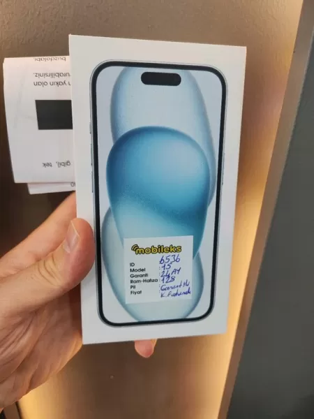 Apple iPhone 15 Mavi 128 GB Sıfır Distribütör Garantili Görseli - 1